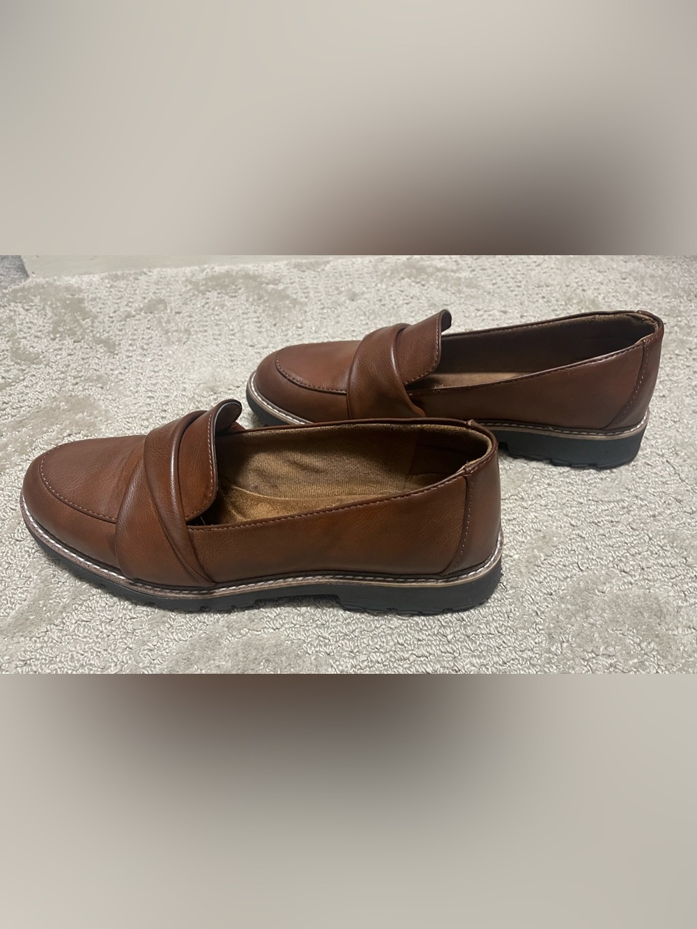 Eurosoft Women's Brown Leather Slip-On Loafers